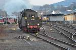 50 3501 muss am 27.01.2018 auf der Rückfahrt von Winterberg nach Treysa mit dem Sonderzug in Bestwig Kopf machen und umsetzen.